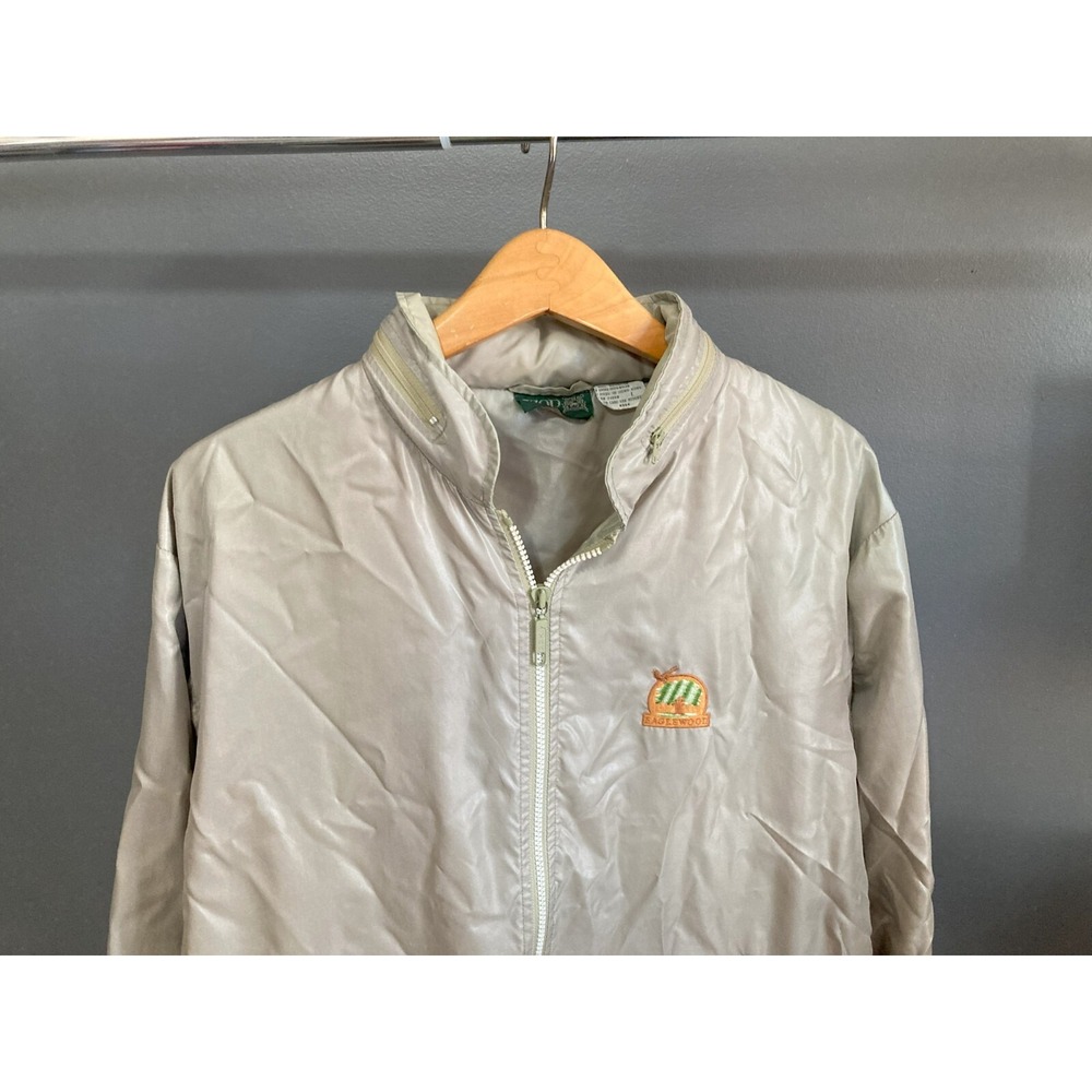 Vintage Izod Windbreaker Jacket Mens Large Tan Classic Light Outdoors Hike Walk